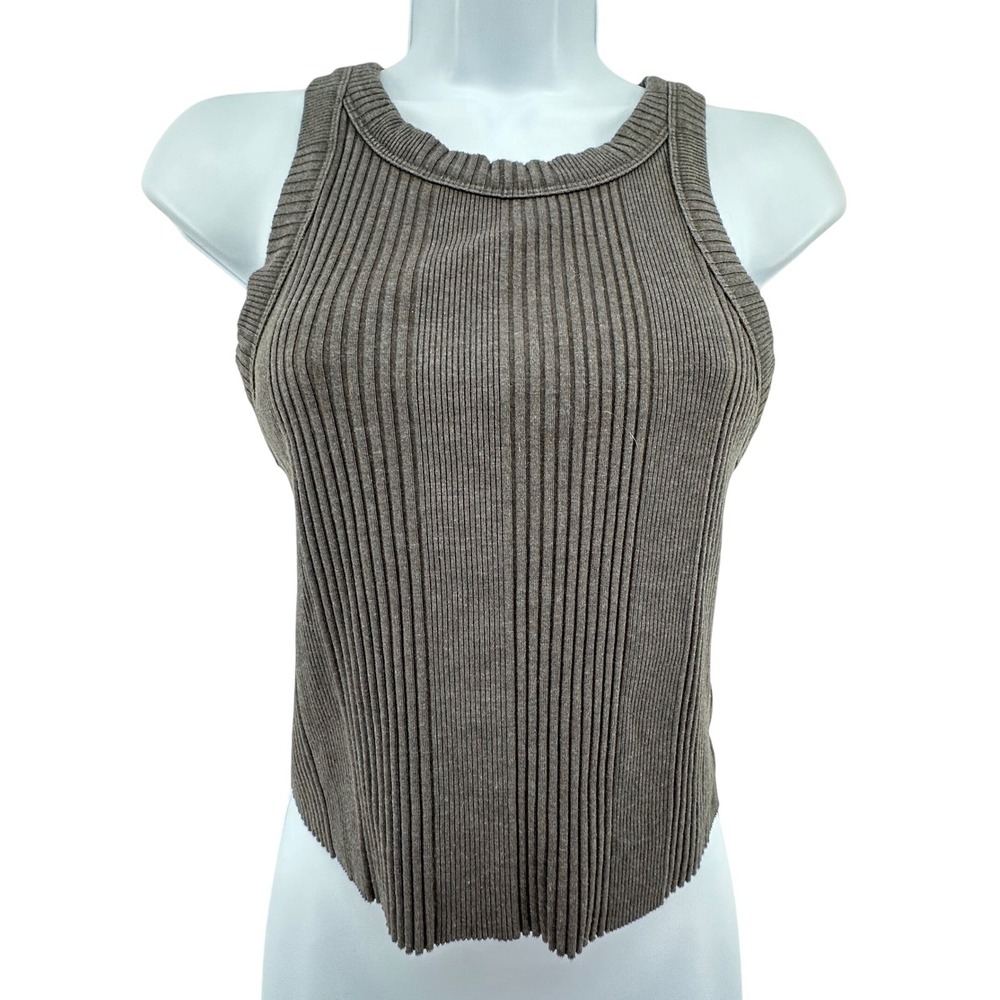 Aerie Ribbed Tank Top Womens S Gray Layering Loungewear Cropped Soft Stretch